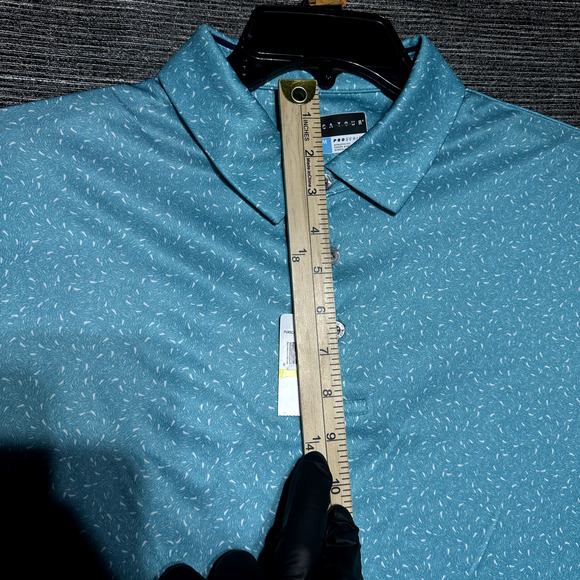 PGA Tour Polo Shirt Men's M Blue Geometric Pro Series Athletic Fit Short Sleeve - Picture 6 of 12